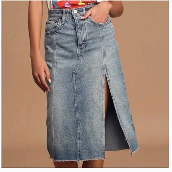 NWOT Free People Mambo Denim Midi Skirt Size 27 - Picture 3 of 16